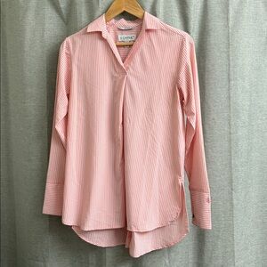 Coolibar UPF 50+ Sun Protection Pink Stripe Long Sleeve Collared Shirt Size XS